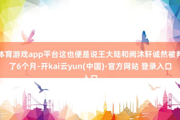 体育游戏app平台这也便是说王大陆和阙沐轩诚然被判了6个月-开kai云yun(中国)·官方网站 登录入口