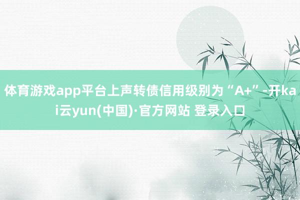 体育游戏app平台上声转债信用级别为“A+”-开kai云yun(中国)·官方网站 登录入口