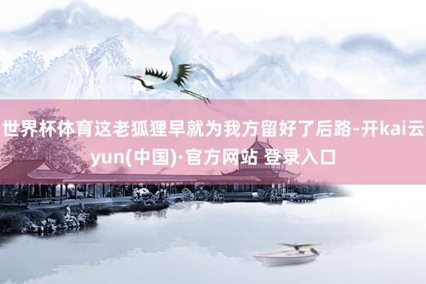 世界杯体育这老狐狸早就为我方留好了后路-开kai云yun(中国)·官方网站 登录入口