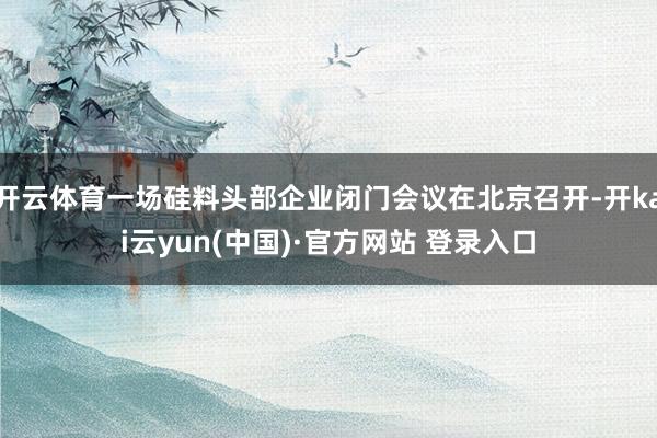 开云体育一场硅料头部企业闭门会议在北京召开-开kai云yun(中国)·官方网站 登录入口