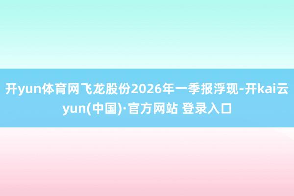 开yun体育网飞龙股份2026年一季报浮现-开kai云yun(中国)·官方网站 登录入口