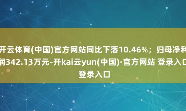 开云体育(中国)官方网站同比下落10.46%；归母净利润342.13万元-开kai云yun(中国)·官方网站 登录入口